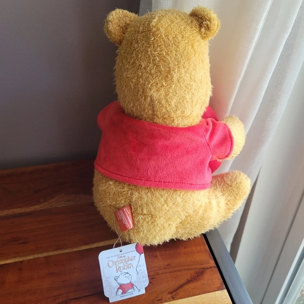 Adorable! Disney Winnie-The-Pooh Bear Plush Toy Holding a Red Ball 10.5